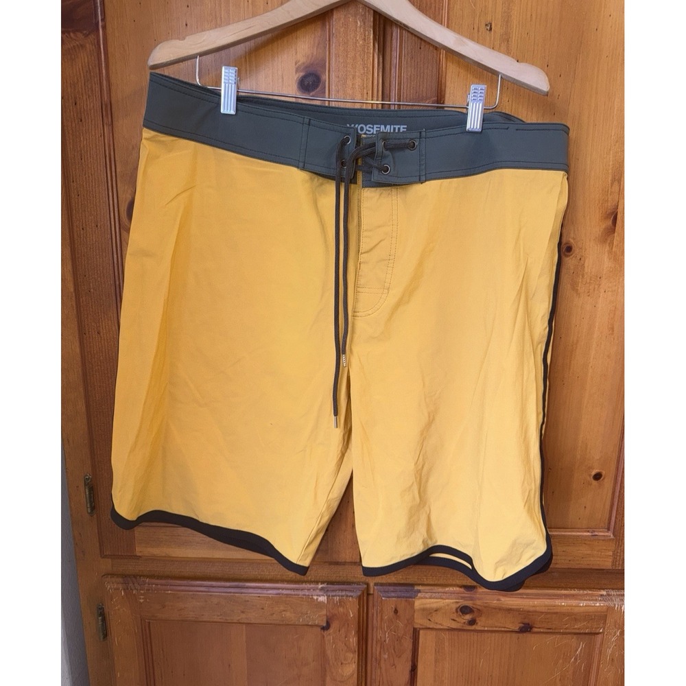 James Perse Board Shorts Men's 38 Yellow Gray Yosemite Swim Trunks Quick Dry